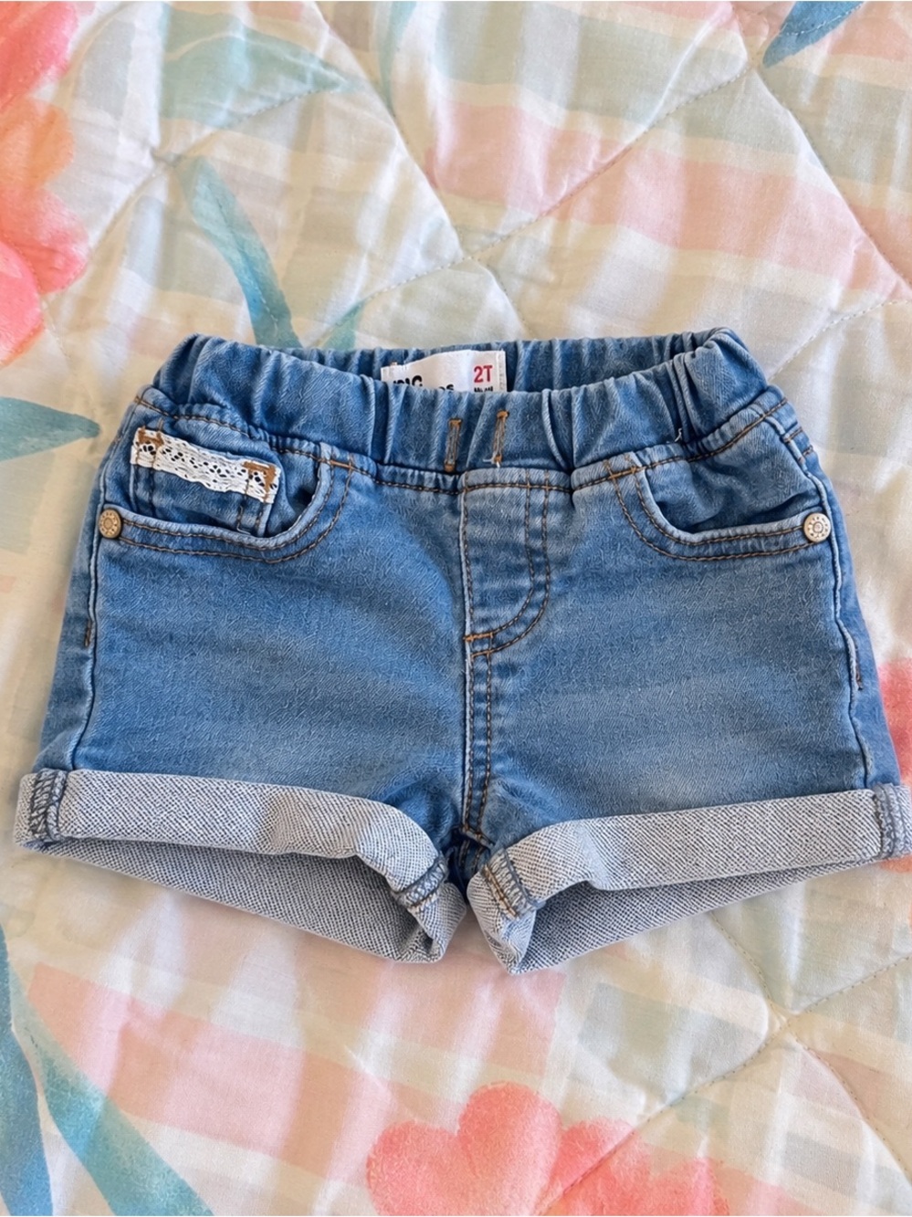 Light Blue Denim Rolled-Hem Toddler Shorts